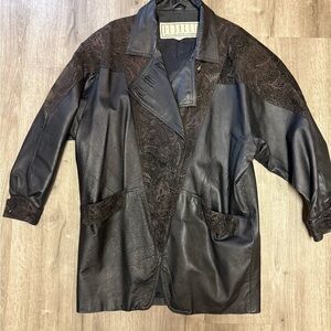 RARE! Vintage 80’s B.B Dakota 100% leather paisley oversized jacket sz L